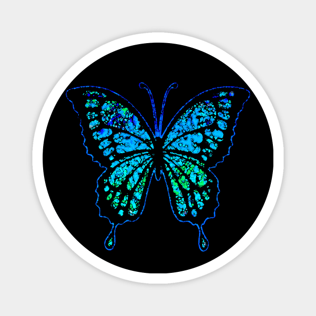 Blue Butterfly Magnet by bronzarino